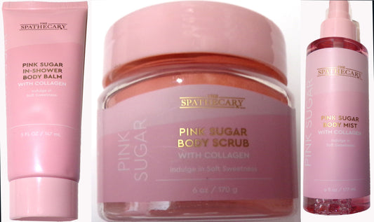 Share The Spathecary Pink Sugar 3-Piece Bath & Body - Body Scrub, Body Mist, Body Balm