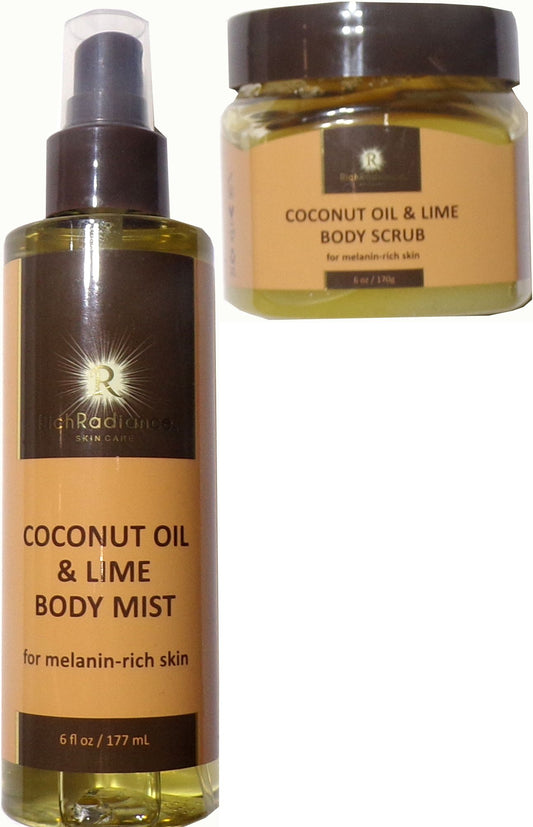 Rich Radiance Coconut Oil & Lime Body Mist, Body Scrub (Set of 2)