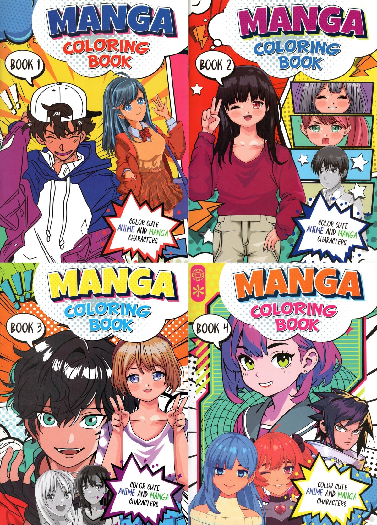 Manga - Coloring & Activity Book. 1,2,3, 4
