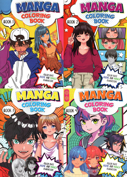Manga - Coloring & Activity Book. 1,2,3, 4