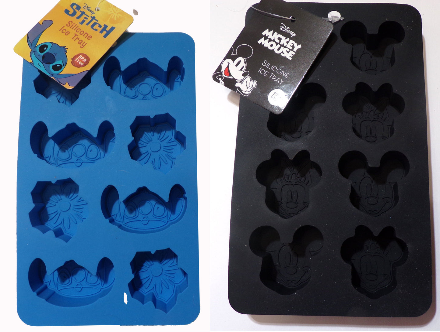 Disney Lilo & Stitch and Mickey Mouse Silicone Ice Trays (2-Piece Set)