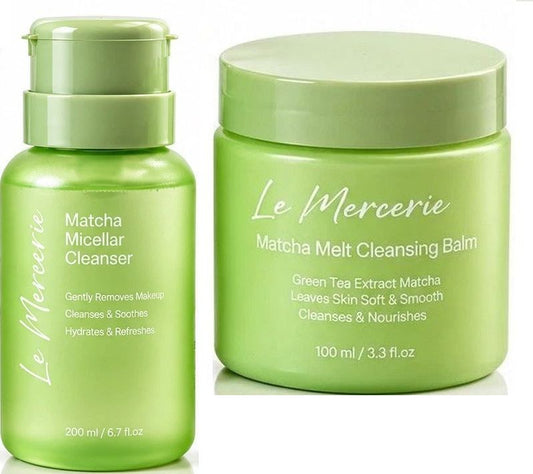 Le Mercerie Matcha 2-Pc Cleansing Set: Micellar Water + Melt Cleansing Balm