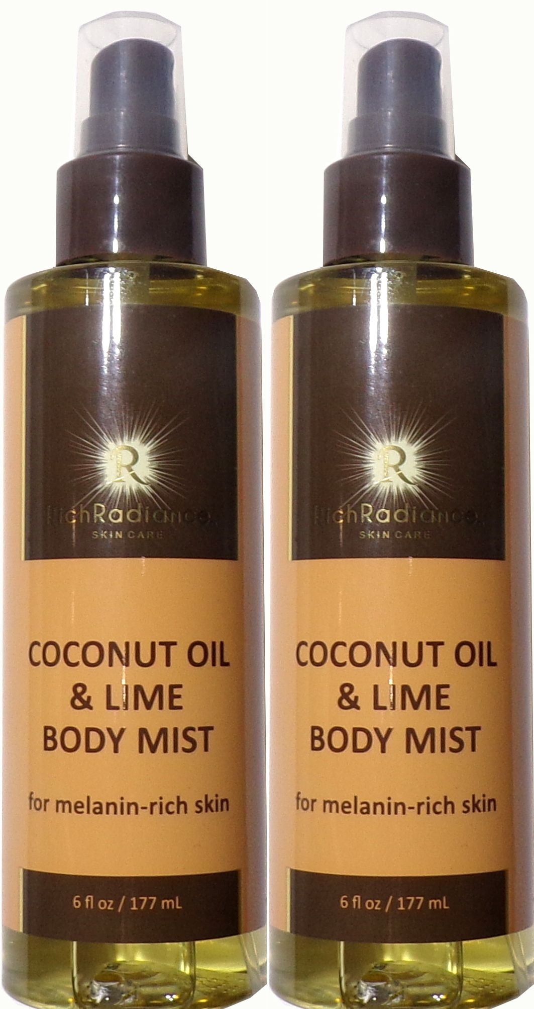 Rich Radiance COCONUT OIL & LIME Body Mist For Melanin Rich Skin,6oz (Set of 2)