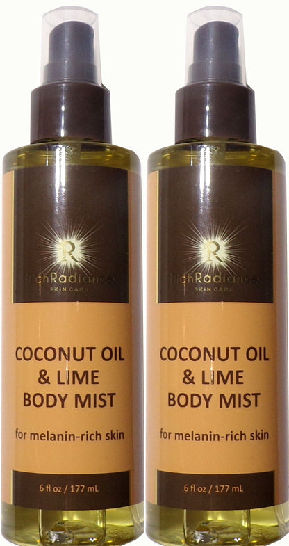 Rich Radiance COCONUT OIL & LIME Body Mist For Melanin Rich Skin,6oz (Set of 2)