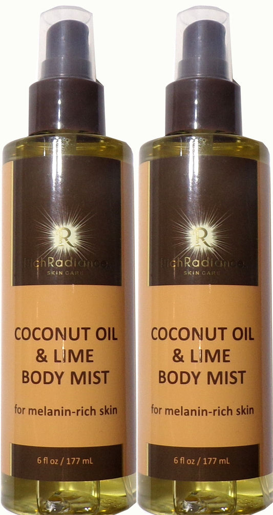 Rich Radiance COCONUT OIL & LIME Body Mist For Melanin Rich Skin,6oz (Set of 2)