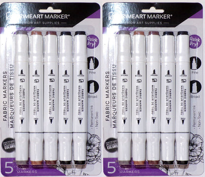 PRIMEART MARKER Premium Dark Fabric Markers 2-Pack, 10 Count - Dark Colors
