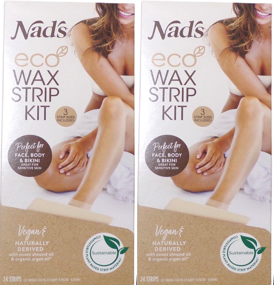 Nad's Eco Wax Strip Kit 24CT- Women Body, Face & Bikini Waxing Vegan (Set of 2)