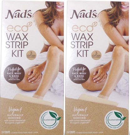 Nad's Eco Wax Strip Kit 24CT- Women Body, Face & Bikini Waxing Vegan (Set of 2)