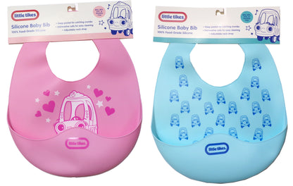 LITTLE TIKES Blue & Pink Silicone BABY BIB Deep Pocket & Adjust. Strap BPA+Phtha