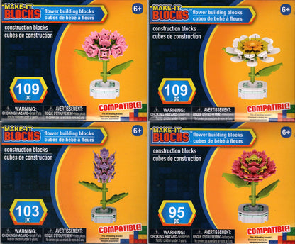 Make It Blocks Round Flower Building Blocks 95, 103, 109 pieces 6+ Set of 4 Pack
