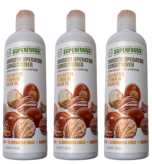 SuperFoods Smoothing Conditioner Shea Butter, Argan Oil, Vit.B6 -12 oz (3 Pack)