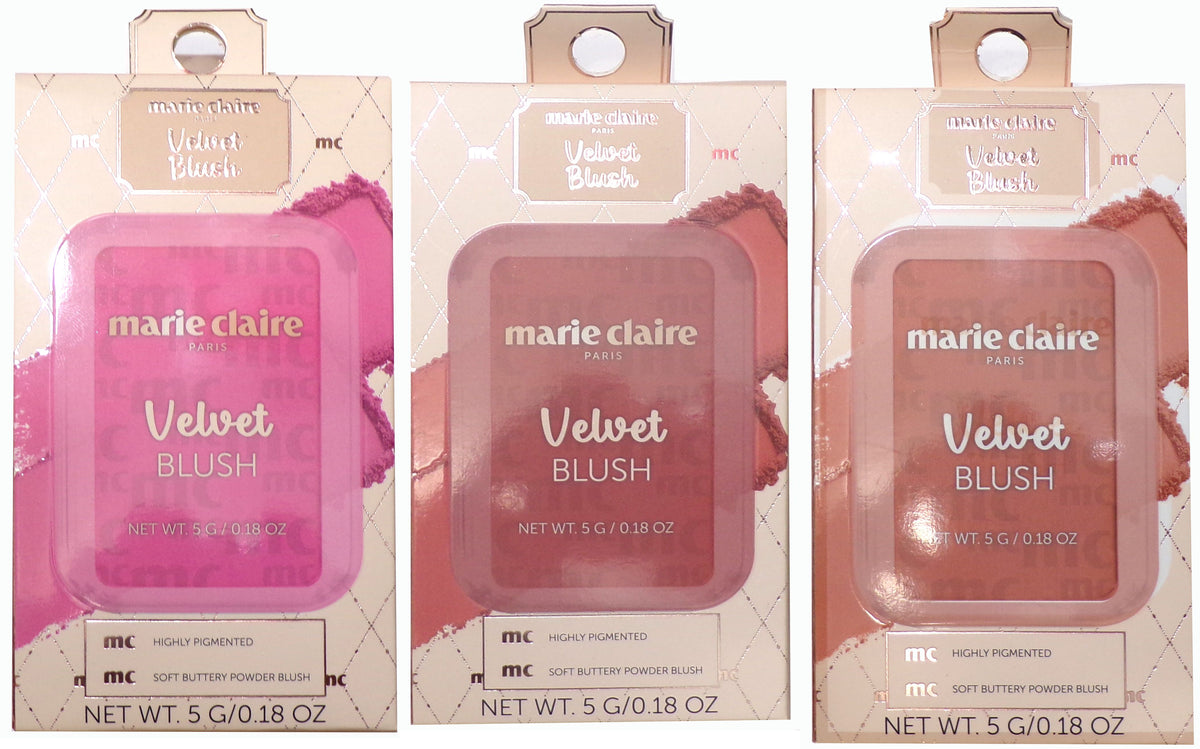 marie claire Velvet Blush Powder- (Sweet Kiss, Tender Hour, Honey Moon) 3 pack