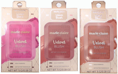 marie claire Velvet Blush Powder- (Sweet Kiss, Tender Hour, Honey Moon) 3 pack