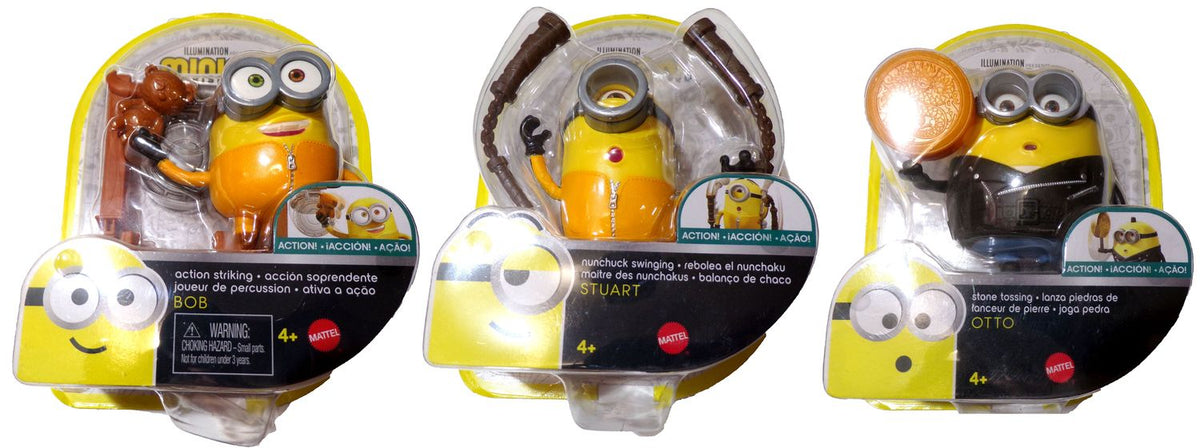 Minions The Rise of Gru Action Figure STUART, BOB, OTTO (Set of 3)