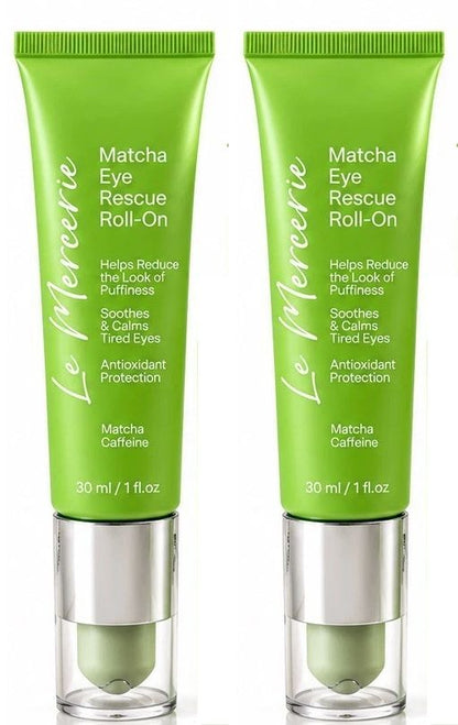 Le Mercerie Matcha Eye Rescue Roll-On Cream 1 fl oz / 30 ml (2-Pack)