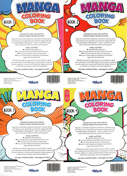 Manga - Coloring & Activity Book. 1,2,3, 4