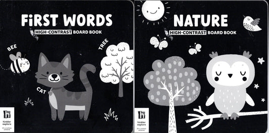 First Words &Nature - Night - Contrast - Children's Board Book (Set of 2)