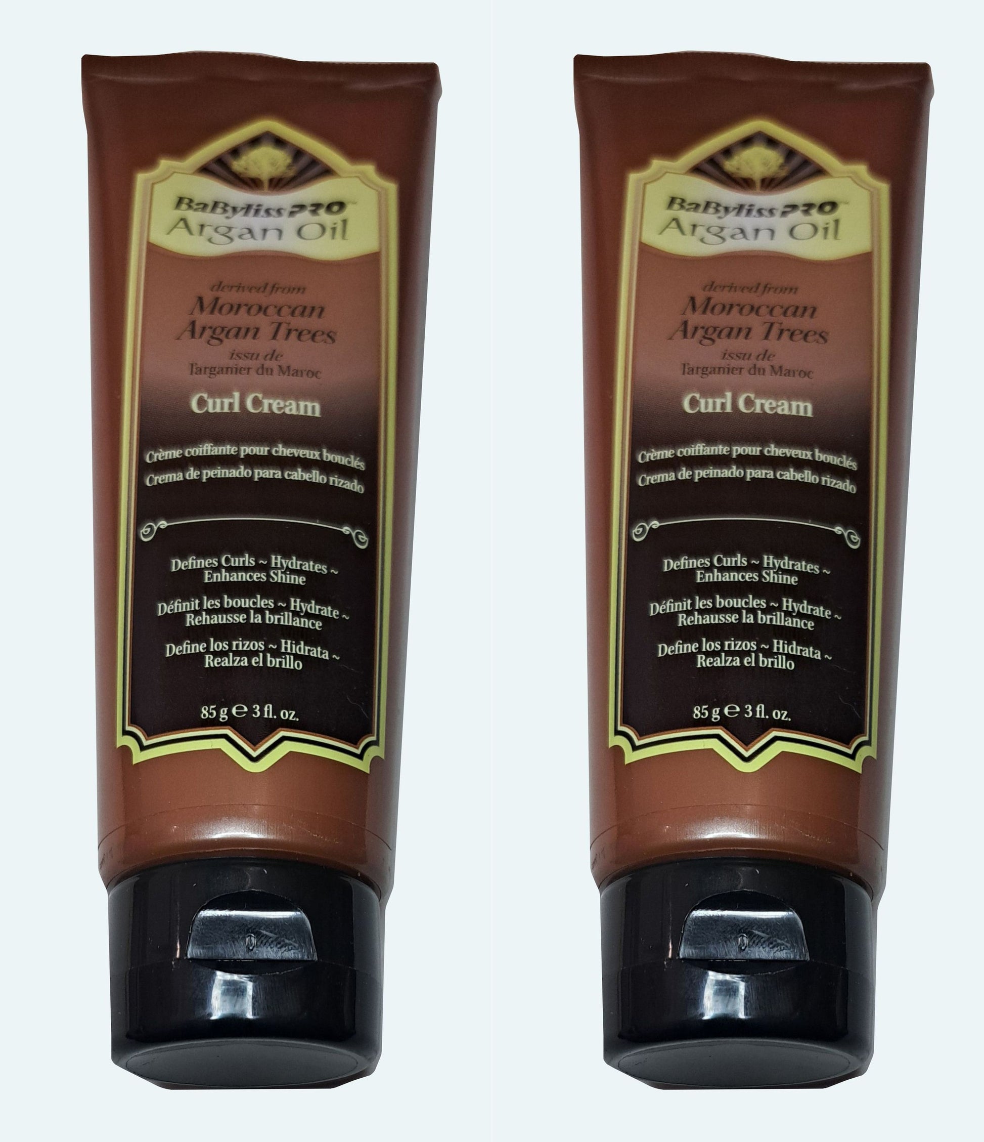 BaByliss Pro Argan Oil - Moroccan Argan Trees - Curl Cream 3fl oz (85ml) (Set of 2 Pack)