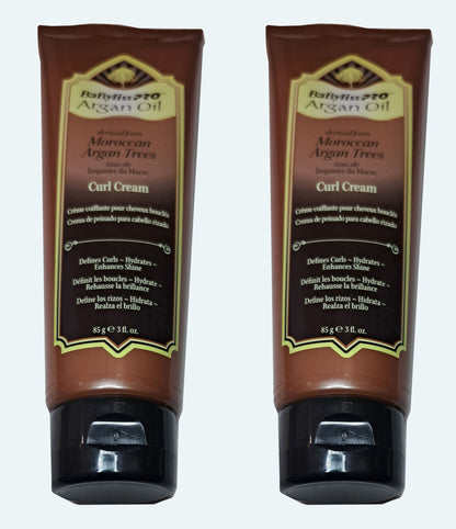BaByliss Pro Argan Oil - Moroccan Argan Trees - Curl Cream 3fl oz (85ml) (Set of 2 Pack)