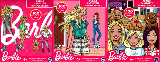 Barbie - 100 Pieces Jigsaw Puzzle (Set of 3 Pack)