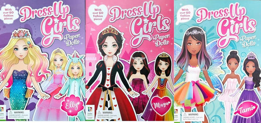 Dress-Up Girls Paper Dolls - Tami, Elly, Maya - Children Books (Set of 3)