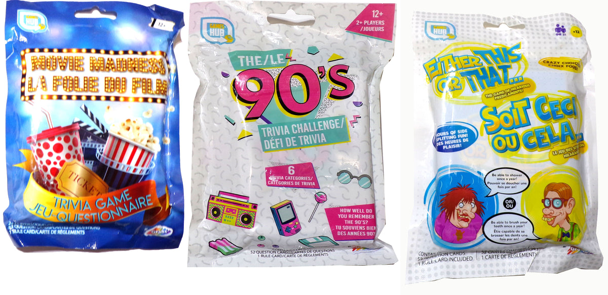 Games Hub Trivia Cards The 90s/Movie Madness/Either This Or That NIP (Set of 3)
