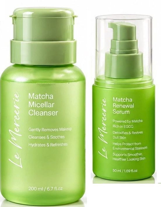 Le Mercerie Matcha Micellar Cleanser & Matcha Renewal Serum Skincare Set, 8.39 f