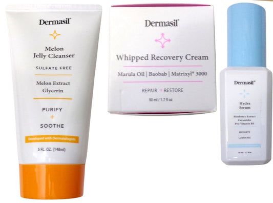 Dermasil Hydra Serum, Recovery Cream, Jelly Cleanser (Set of 3)