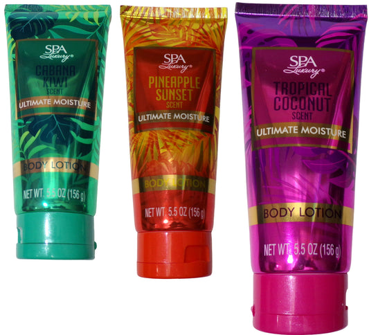 Spa Luxury Cabana Kiwi, Pineapple Sunset, Tropical Coconut Ultimate Moisture Set