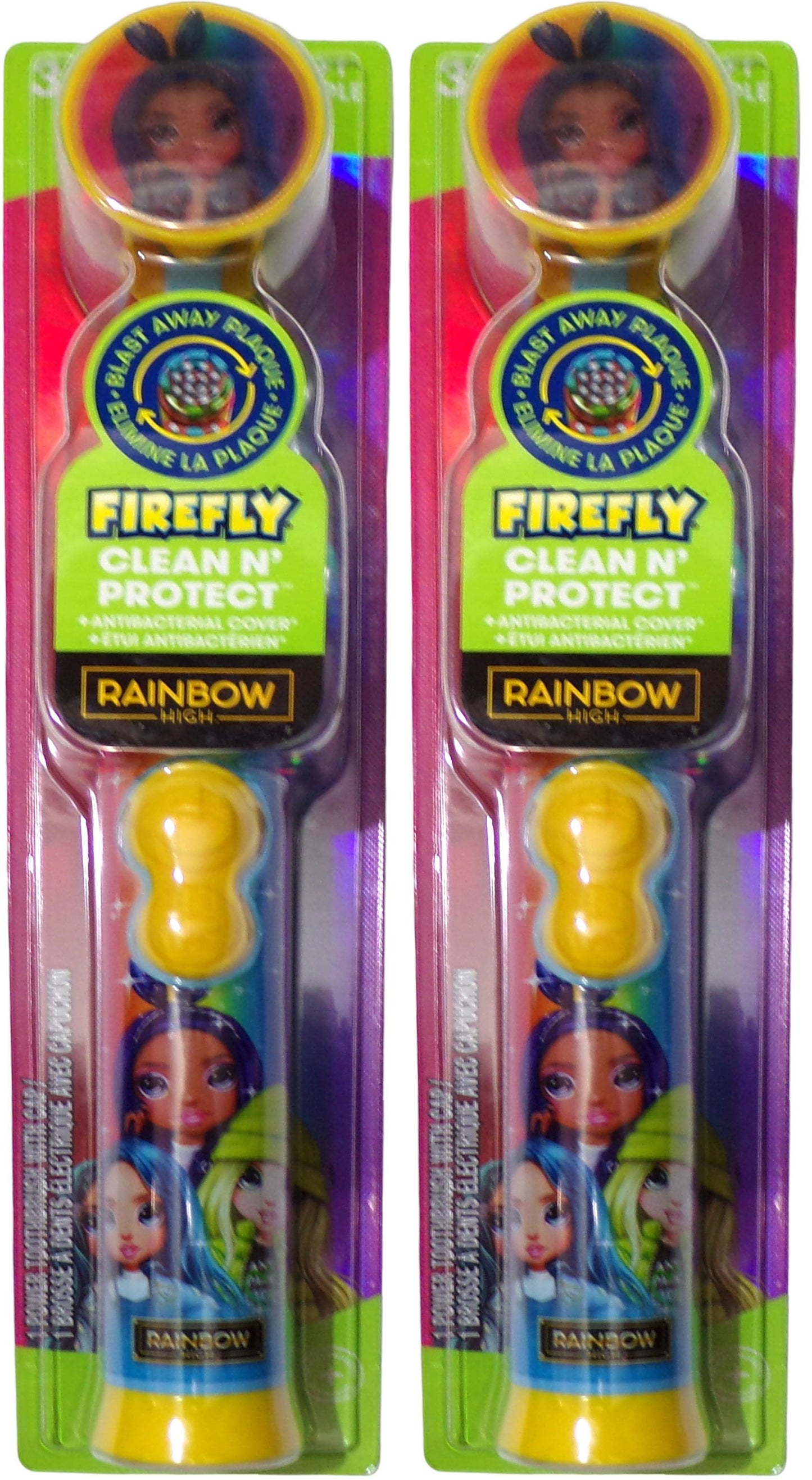 NIP RAINBOW HIGH Firefly Clean N Protect Power Toothbrush (Set of 2)