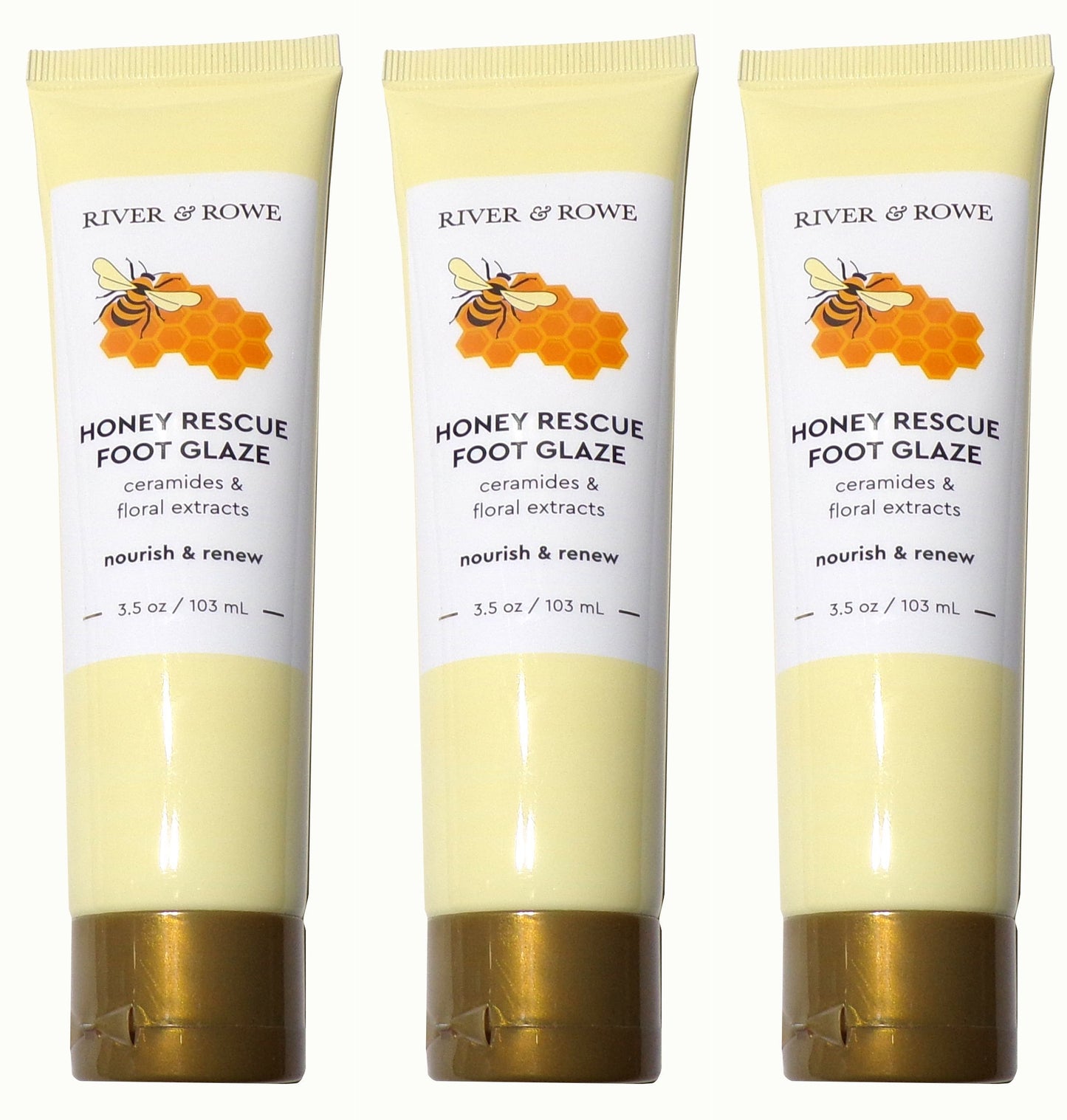 River & Rowe Honey Rescue Foot Glaze-Nourish/Renew 3.5oz W Ceramides Set
