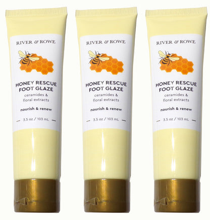 River & Rowe Honey Rescue Foot Glaze-Nourish/Renew 3.5oz W Ceramides Set