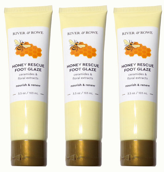 River & Rowe Honey Rescue Foot Glaze-Nourish/Renew 3.5oz W Ceramides Set