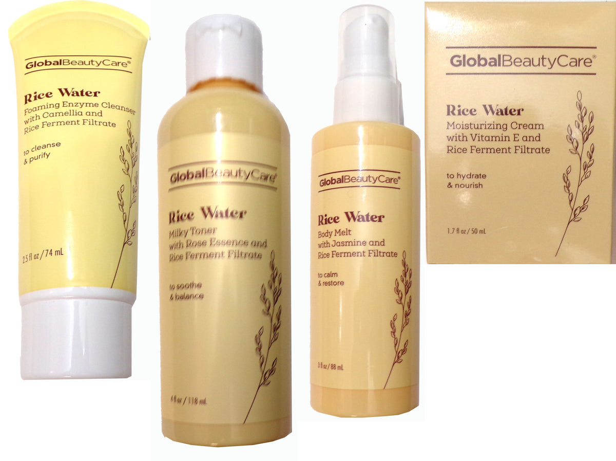 Global Beauty Care Rice Water 4-PC Set: Toner, Cleanser, Cream, Melt