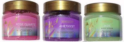 Global Beauty Care Body Scrub -Rose Quartz, Amethyst, Jade Balancing 6 oz Set