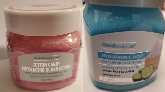 Global Hyaluronic Acid Exfoliating & Cotton Candy Sugar Scrub with Collagen Set