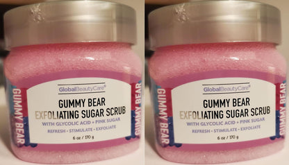 Gummy Bear Exfoliating Sugar Scrub with Glycolic Acid + Pink Sugar, Gummy Bear Set