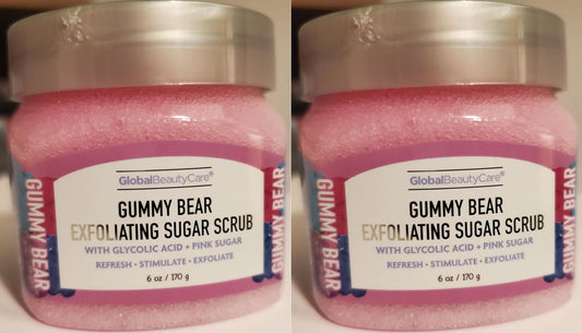 Gummy Bear Exfoliating Sugar Scrub with Glycolic Acid + Pink Sugar, Gummy Bear Set