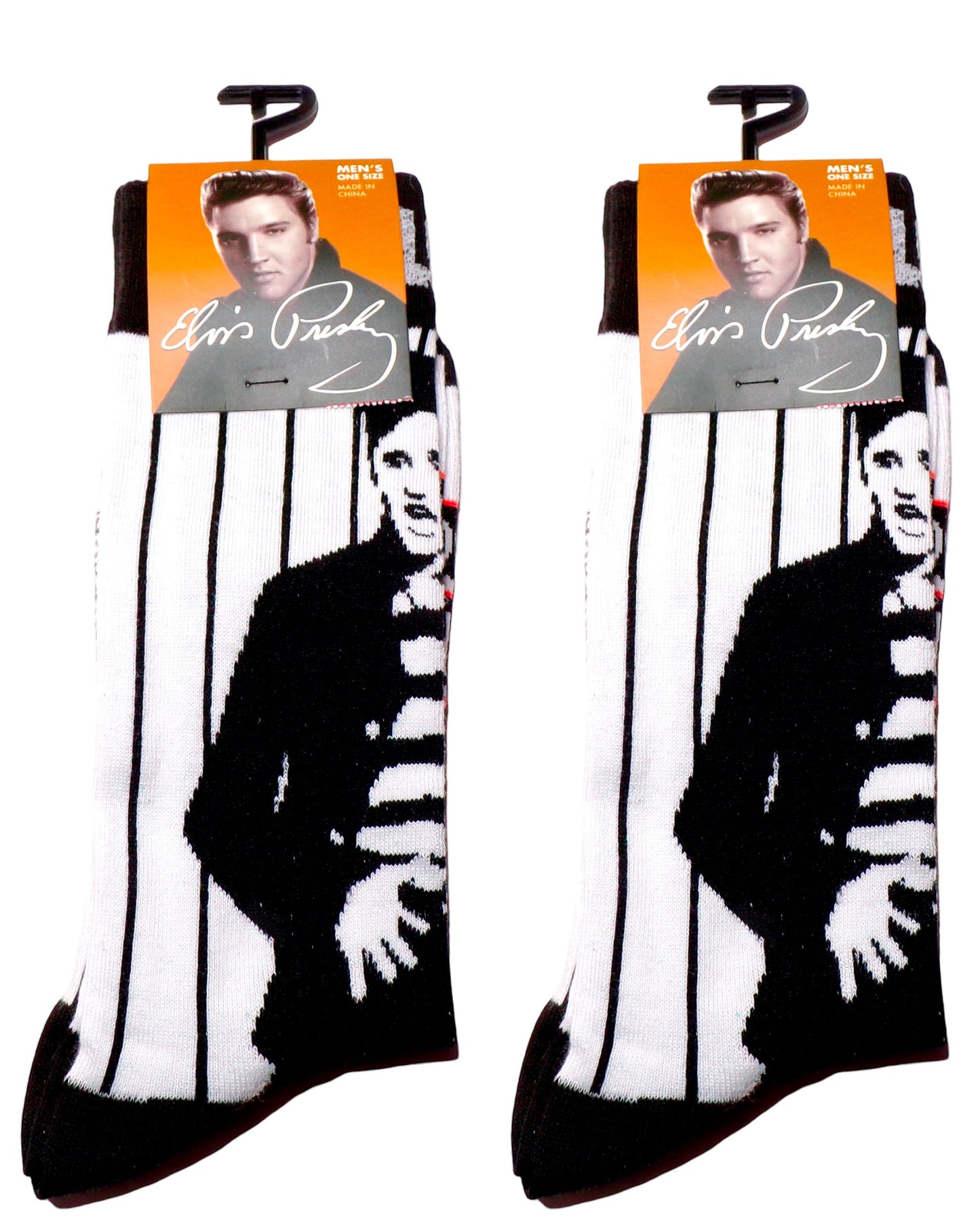 Elvis Presley Novelty Crew Socks US Men's Shoe Size 7-12 (Set of 2)