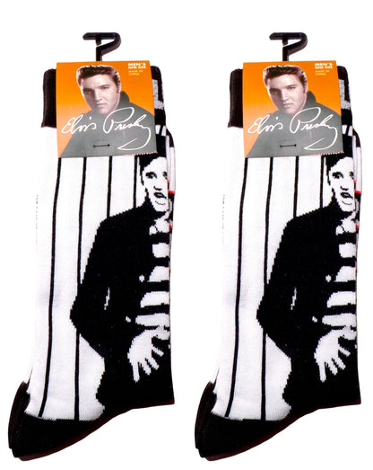 Elvis Presley Novelty Crew Socks US Men's Shoe Size 7-12 (Set of 2)