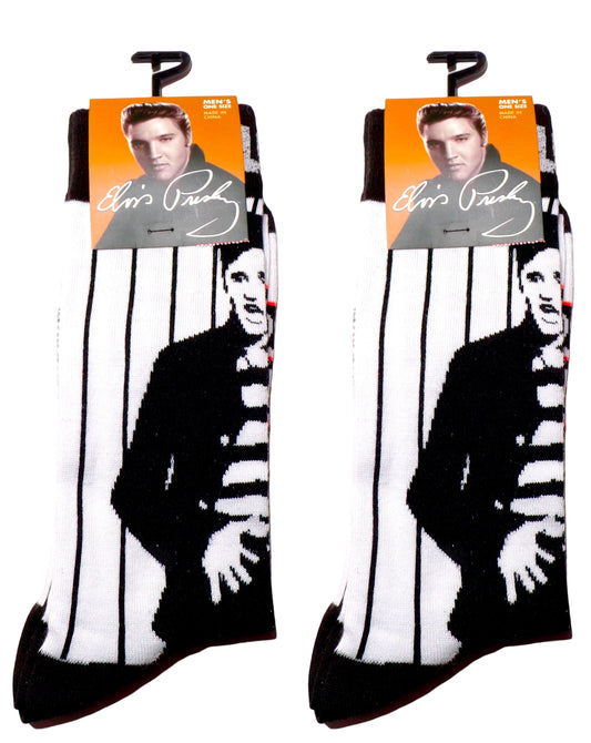 Elvis Presley Novelty Crew Socks US Men's Shoe Size 7-12 (Set of 2)
