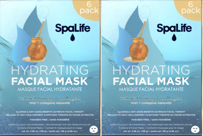 Hydrating Facial Mask Natural Honey + Collagen 6 pack (Set of 2)