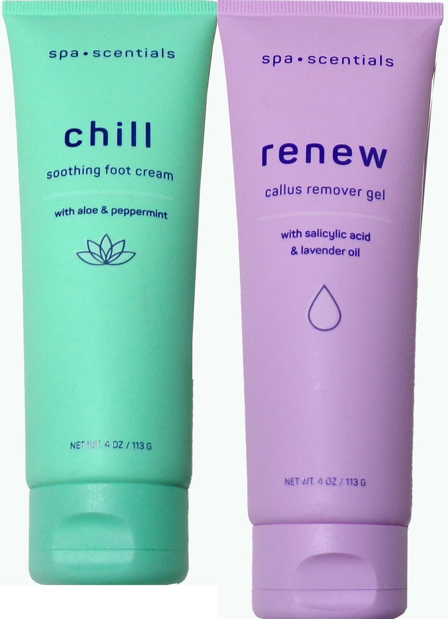 SPA SCENTIALS CHILL SMOOTHING FOOT CREAM ALOE PEPPERMINT CALLUS REMOVER GEL Set