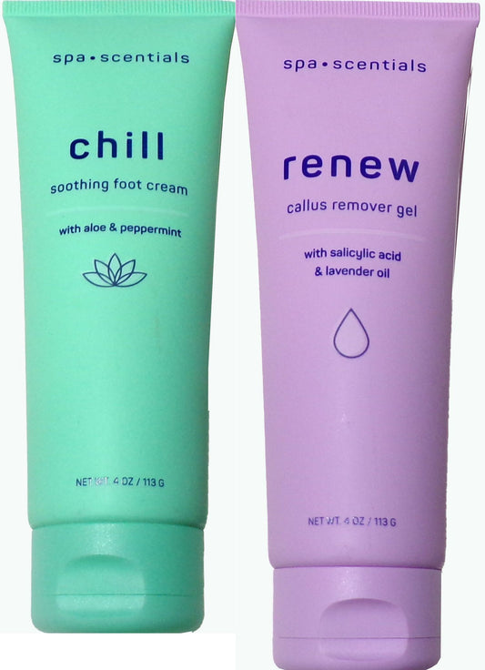 SPA SCENTIALS CHILL SMOOTHING FOOT CREAM ALOE PEPPERMINT CALLUS REMOVER GEL Set