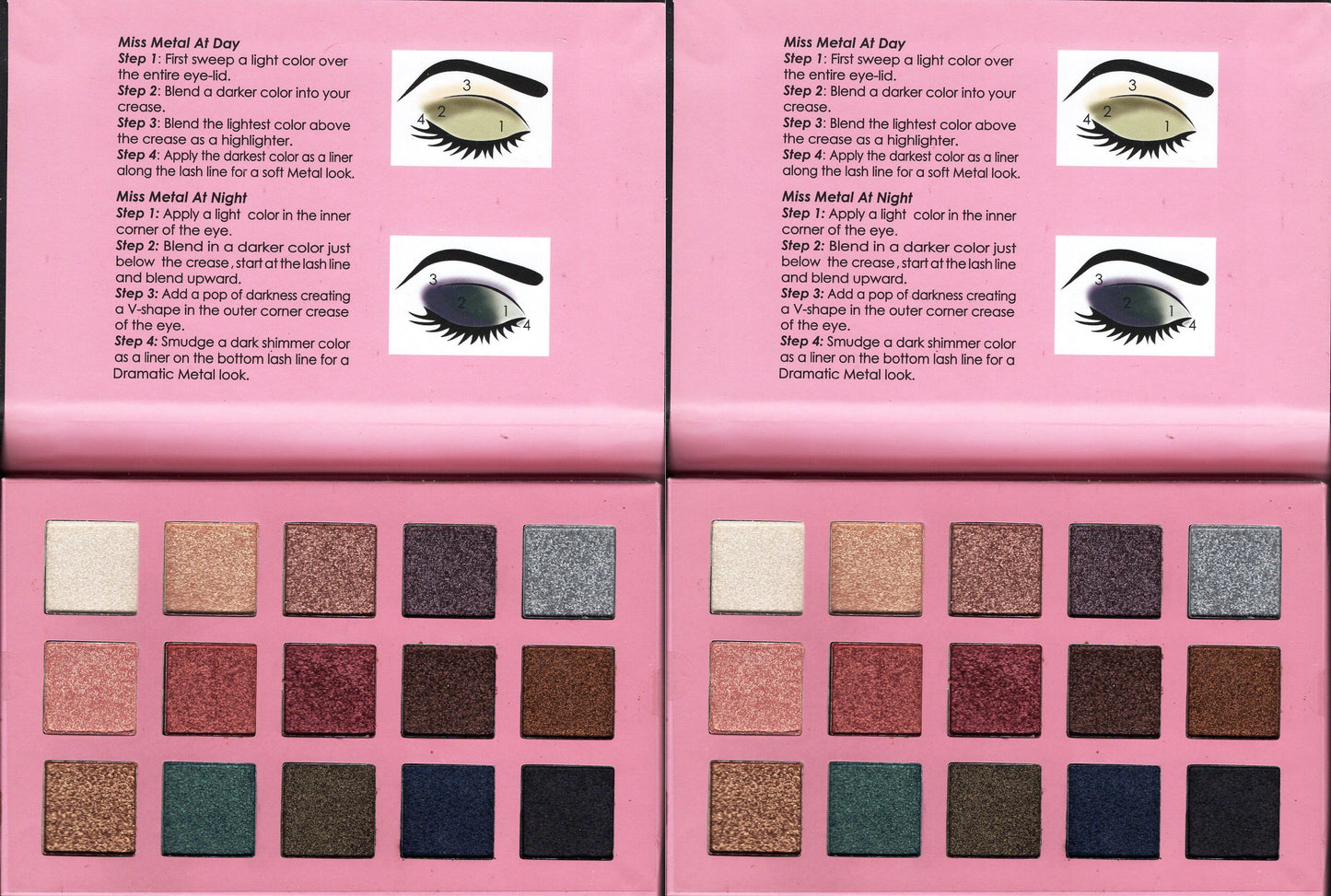 Italia Deluxe MISS METAL 15 Colors Metal Eyeshadow Palette (Set of 2)