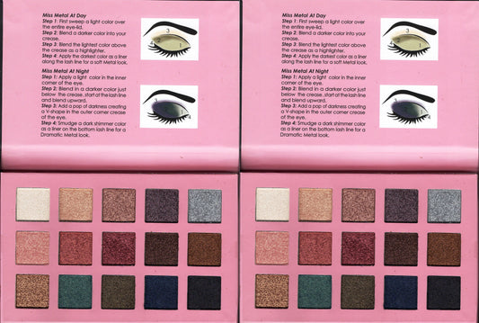 Italia Deluxe MISS METAL 15 Colors Metal Eyeshadow Palette (Set of 2)