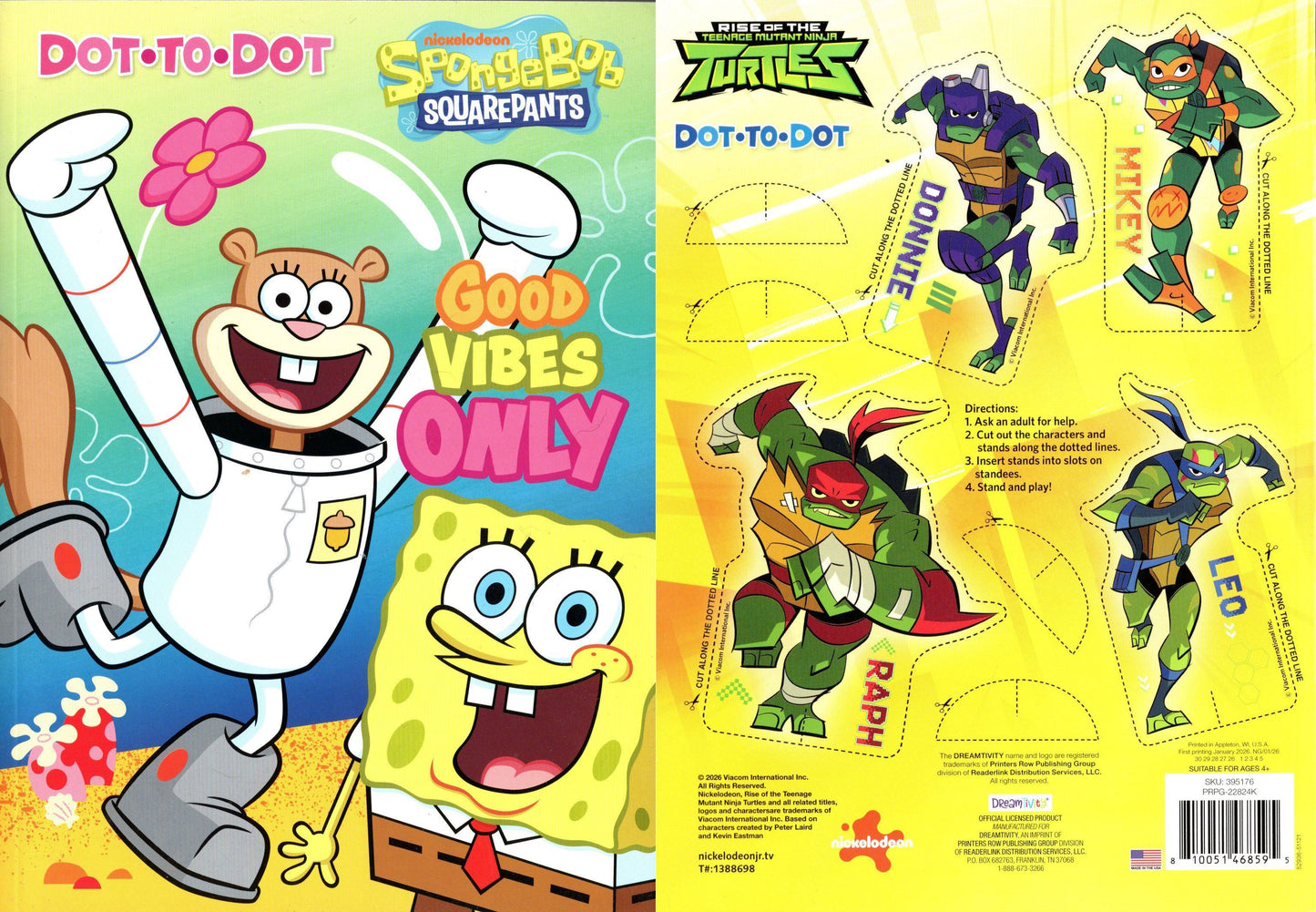 Nickelodeon Ninja Turtles & SpongeBob - Dot to Dot - Activity Books (Set of 2 Books)