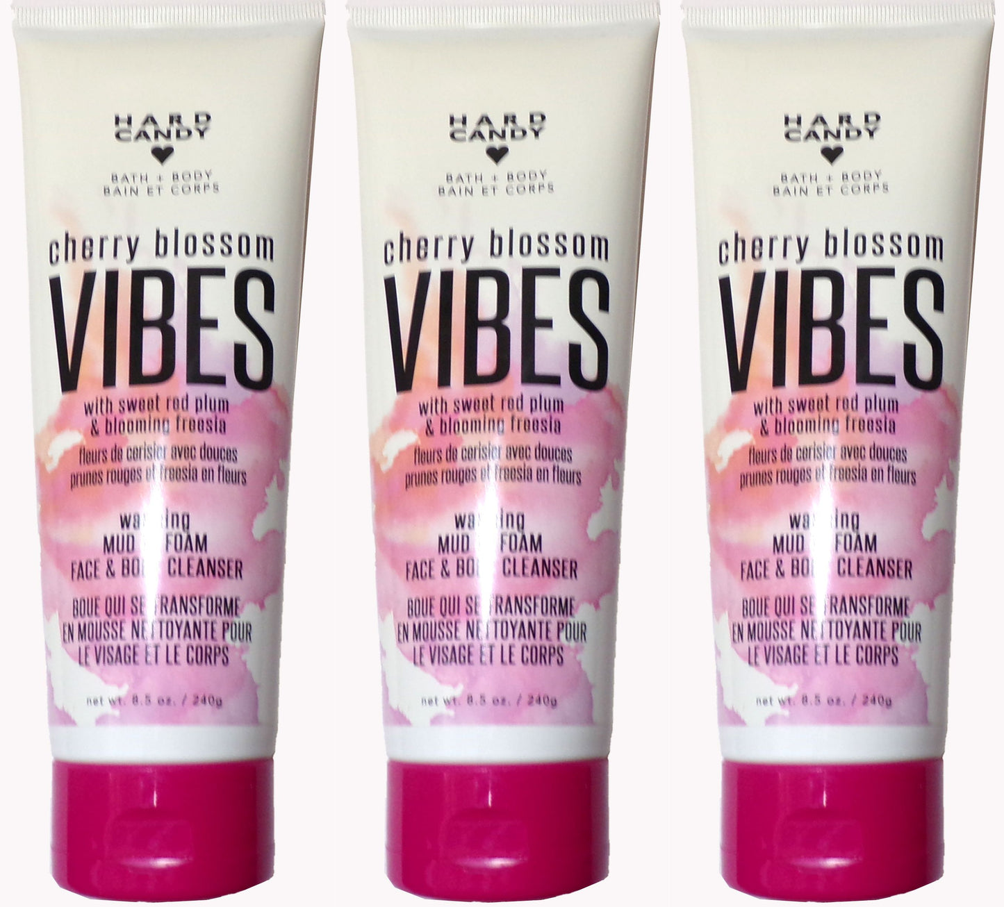 Hard Candy Body Cherry Blossom Vibes mud to foam Face & Body cleanser (Set)