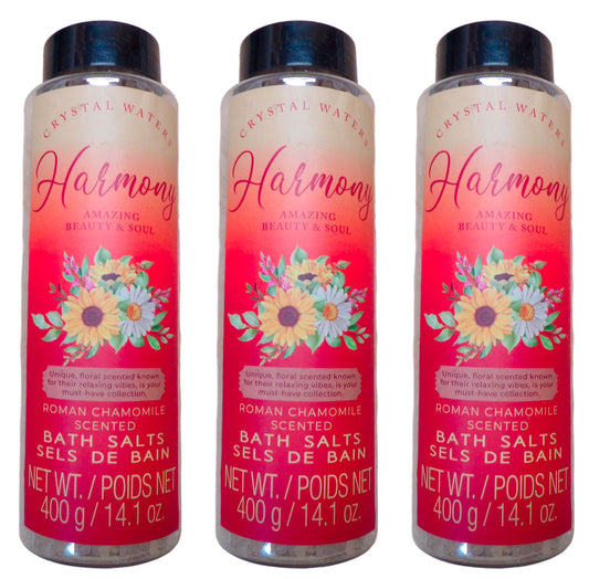 Bath Salts Roman Chamomile Scented Harmony Amazing Beauty & Saul 400g. Set of 3