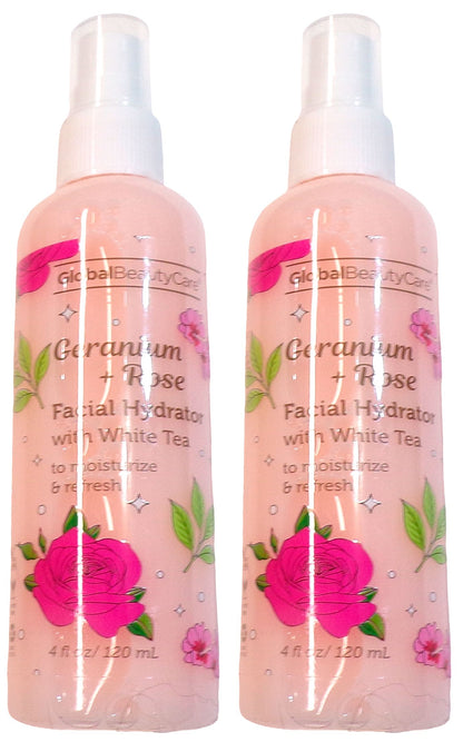 Global Beauty Care Geranium Rose Facial Hydrator White Tea 4oz (Set of 2)